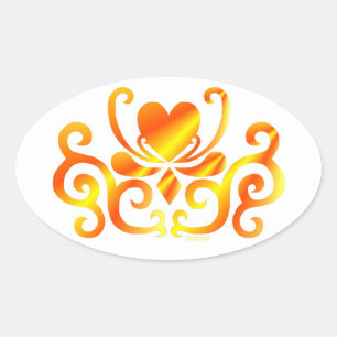 Sticker Ovale Rainbow Lily and Heart