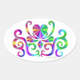 Sticker Ovale Rainbow Lily and Heart