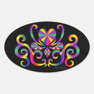 Sticker Ovale Rainbow Lily and Heart
