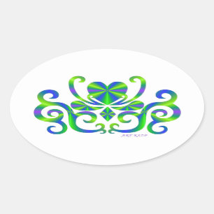 Sticker Ovale Rainbow Lily and Heart
