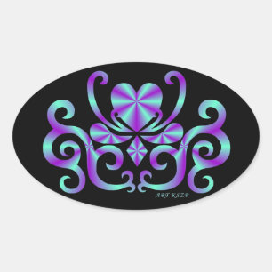 Sticker Ovale Rainbow Lily and Heart