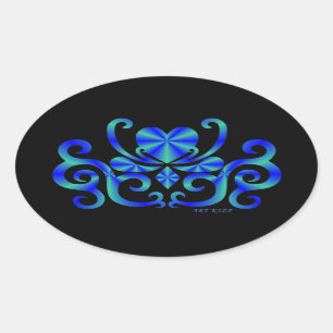 Sticker Ovale Rainbow Lily and Heart