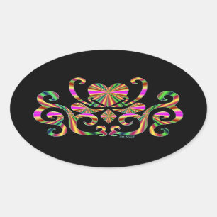 Sticker Ovale Rainbow Lily and Heart