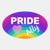 Sticker Ovale Rainbow Pride Ally (Devant)