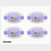Sticker Ovale Rainy Sky Grey Chevron et Purple Baby (Feuille)