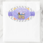 Sticker Ovale Rainy Sky Grey Chevron et Purple Baby (Sac)