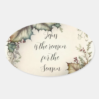 Sticker Ovale Raison de Jésus pour la saison Élégant Classique V