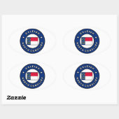 Sticker Ovale Raleigh Caroline du Nord (Feuille)