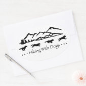 Sticker Ovale Randonnée Avec Chiens Oval Sticker-Husky (Enveloppe)