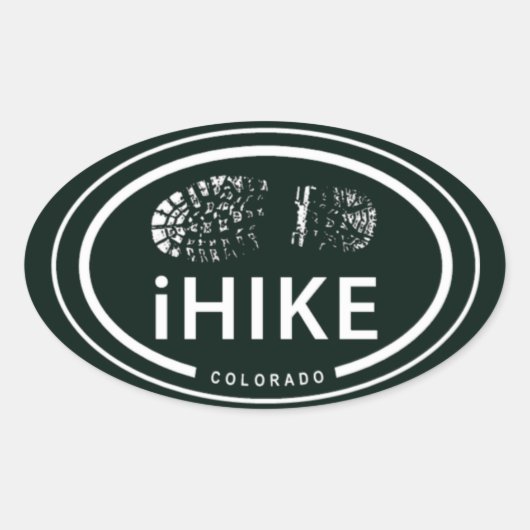 Sticker Ovale Randonnée iHIKE Colorado Rocky Mountain Boot Print (Devant)