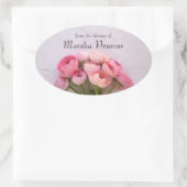 Sticker Ovale ranunculus rose sur la plaque arrière - plan textu (Sac)