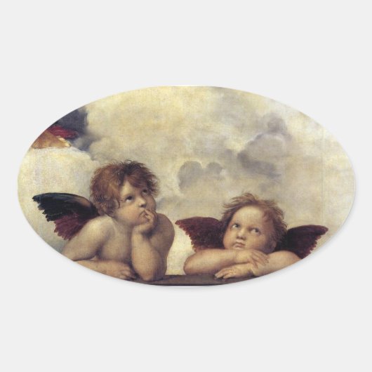 Sticker Ovale Raphael : Putti, Détail de la Vierge Sixtine (Devant)