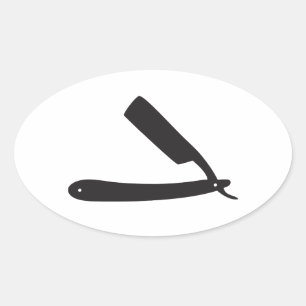 Sticker Ovale rasoir de raseur-coiffeur