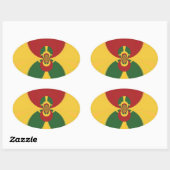 Sticker Ovale Rasta Colours Art Abstrait Imprimer (Feuille)