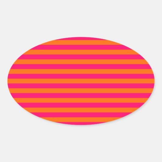 Sticker Ovale Rayure orange et fuchsia (Devant)