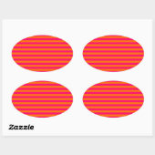 Sticker Ovale Rayure orange et fuchsia (Feuille)