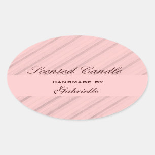 Sticker Ovale Rayure rose élégante et wimzical