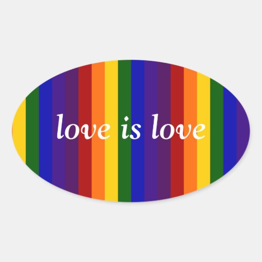 Sticker Ovale Rayures arc-en-ciel (Devant)