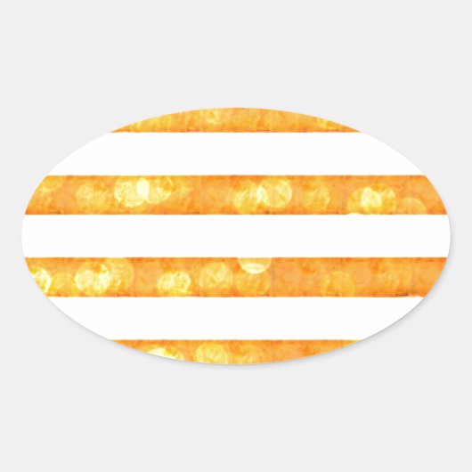 Sticker Ovale Rayures Bokeh Orange Et Blanc (Devant)