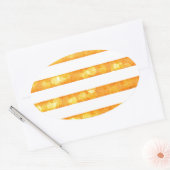 Sticker Ovale Rayures Bokeh Orange Et Blanc (Enveloppe)