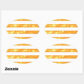 Sticker Ovale Rayures Bokeh Orange Et Blanc (Feuille)