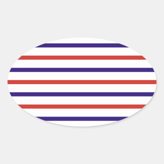 Sticker Ovale Rayures rouges blanches et bleues (Devant)