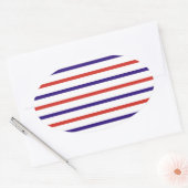 Sticker Ovale Rayures rouges blanches et bleues (Enveloppe)