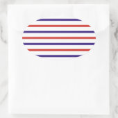 Sticker Ovale Rayures rouges blanches et bleues (Sac)