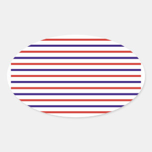 Sticker Ovale Rayures rouges blanches et bleues