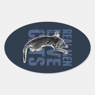 Sticker Ovale Real Men Love Chats sur acier bleu