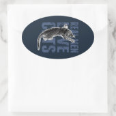 Sticker Ovale Real Men Love Chats sur acier bleu (Sac)