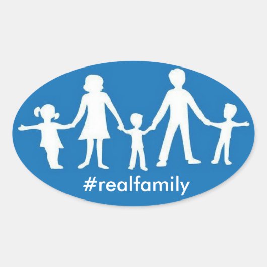 Sticker ovale #realfamily avec valeurs traditionne (Devant)