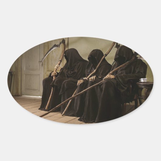 Sticker Ovale Reapers Grim En Attente De Vous (Devant)