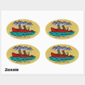 Sticker Ovale Récupérateurs Canoeing Labrador (Feuille)