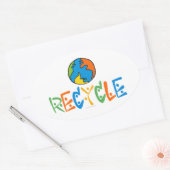 Sticker Ovale Recyclage coloré (Enveloppe)