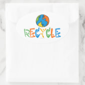 Sticker Ovale Recyclage coloré (Sac)