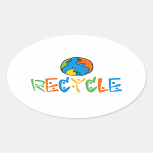 Sticker Ovale Recyclage coloré