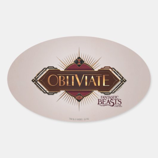 Sticker Ovale Red & Gold Art Deco Obliviate Spell (Devant)