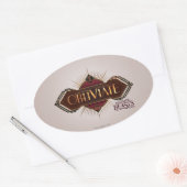 Sticker Ovale Red & Gold Art Deco Obliviate Spell (Enveloppe)