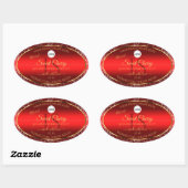 Sticker Ovale Red Gold Logo Initiales Parties scintillant Étoile (Feuille)