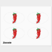 Sticker Ovale Red Hot Pepper Diva (Feuille)