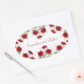 Sticker Ovale Red Rose Romantic Wedding (Enveloppe)