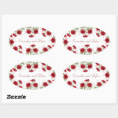 Sticker Ovale Red Rose Romantic Wedding (Feuille)