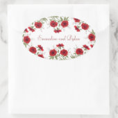 Sticker Ovale Red Rose Romantic Wedding (Sac)