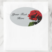 Sticker Ovale Red Rose sur Grey Anniversaire (Sac)
