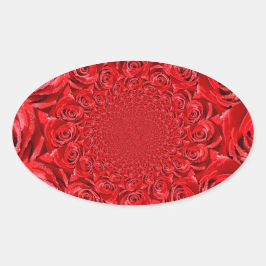 Sticker Ovale Red Roses Kaleidoscope : Art Heureuse Sainte-Valen (Devant)