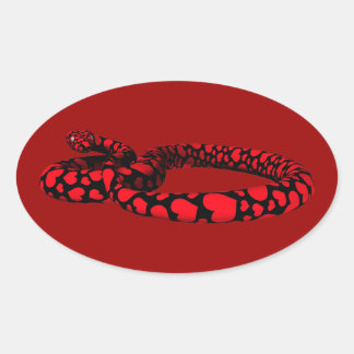 Sticker Ovale Red Snake with Hearts