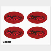 Sticker Ovale Red Snake with Hearts (Feuille)