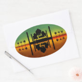 Sticker Ovale Réflexion nocturne de l'Aïd Moubarak (Enveloppe)