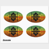 Sticker Ovale Réflexion nocturne de l'Aïd Moubarak (Feuille)